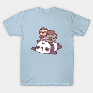 Cute Chilling Panda, Koala and Sloth T-Shirt